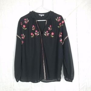 Benares black embroidered Floral top